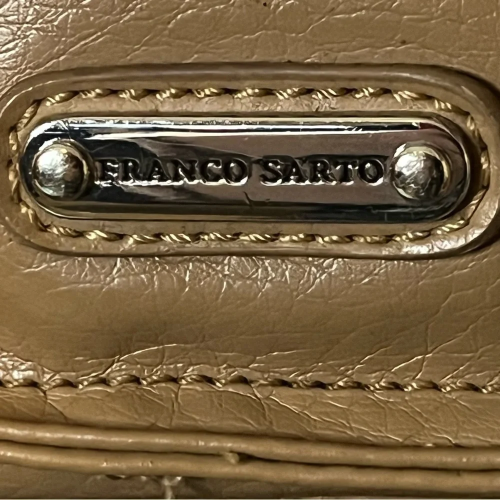 Franco Sarto, Nylon, Tan Crossbody/Shoulder Bag. Button Accent on each side